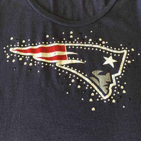 New England Patriots Victoria's Secret PINK Studded Tee T-Shirt Top XS - Picture 3 of 7